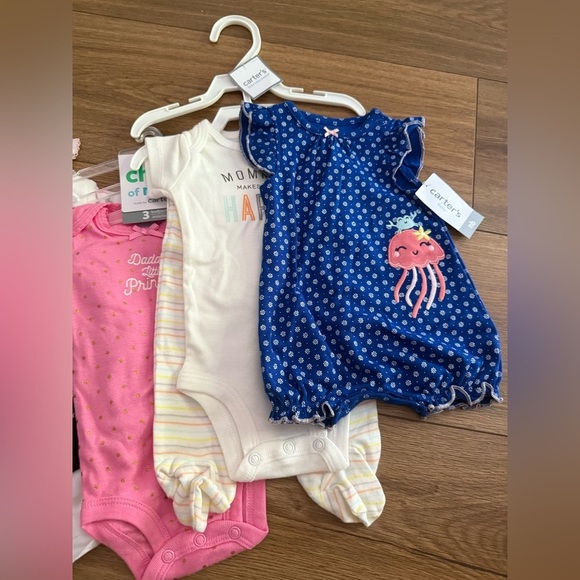 Carters Old Navy Baby Girl Newborn Bodysuits Pink Blue Lot Of 8 NWT - Picture 4 of 4